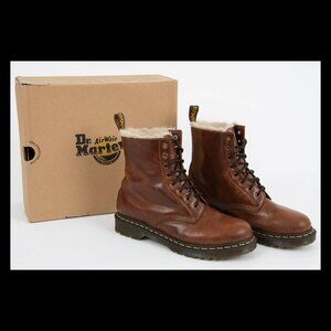 Airwair 1460 Serena Butterscotch Lace-up Faux Fur-Lined Boots US Sz 11